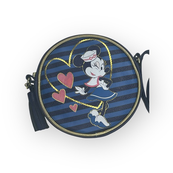 new Disney Cruise Line 𖠌 Sailor Minnie Mouse Crossbody Bag 𖠌 Navy Gold Hardware - Picture 3 of 16